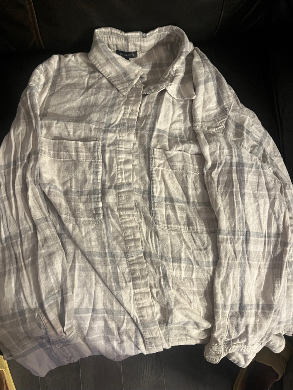 Madewell Women White & Light Gray Plaid Lightweight Shirt Jacket